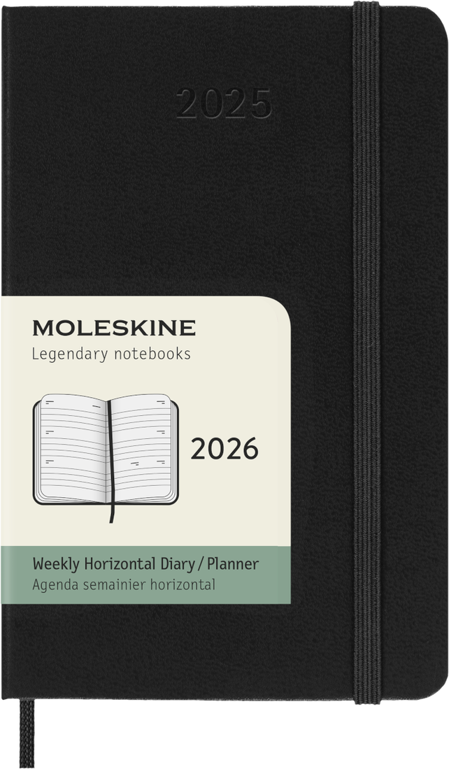 Moleskine 2026 12 Month Weekly Horizontal Planner Notebook - Black Color trendygifthk