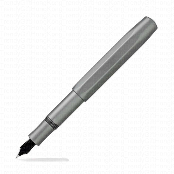 Grey Kaweco AL Sport fountain pen shown from the side with its nib exposed.