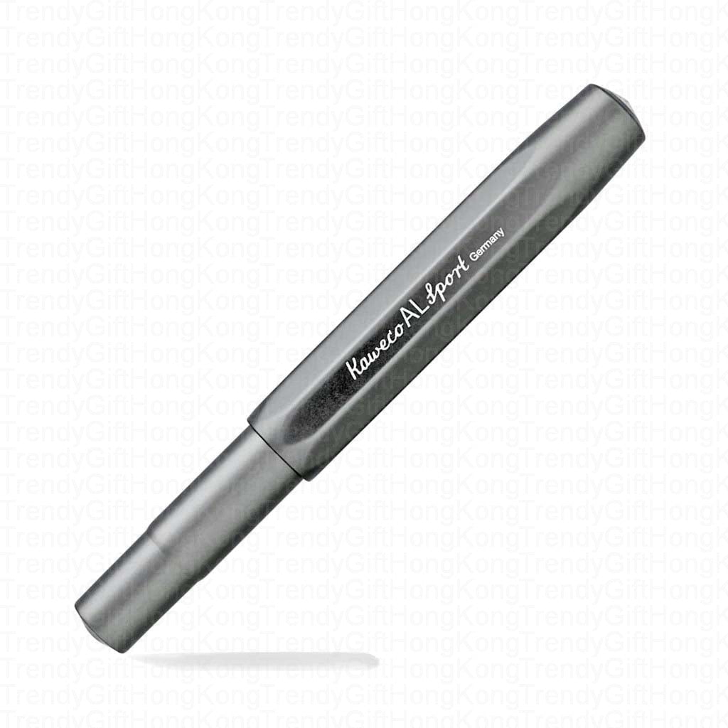 Angled side view of the capped grey Kaweco AL Sport fountain pen.