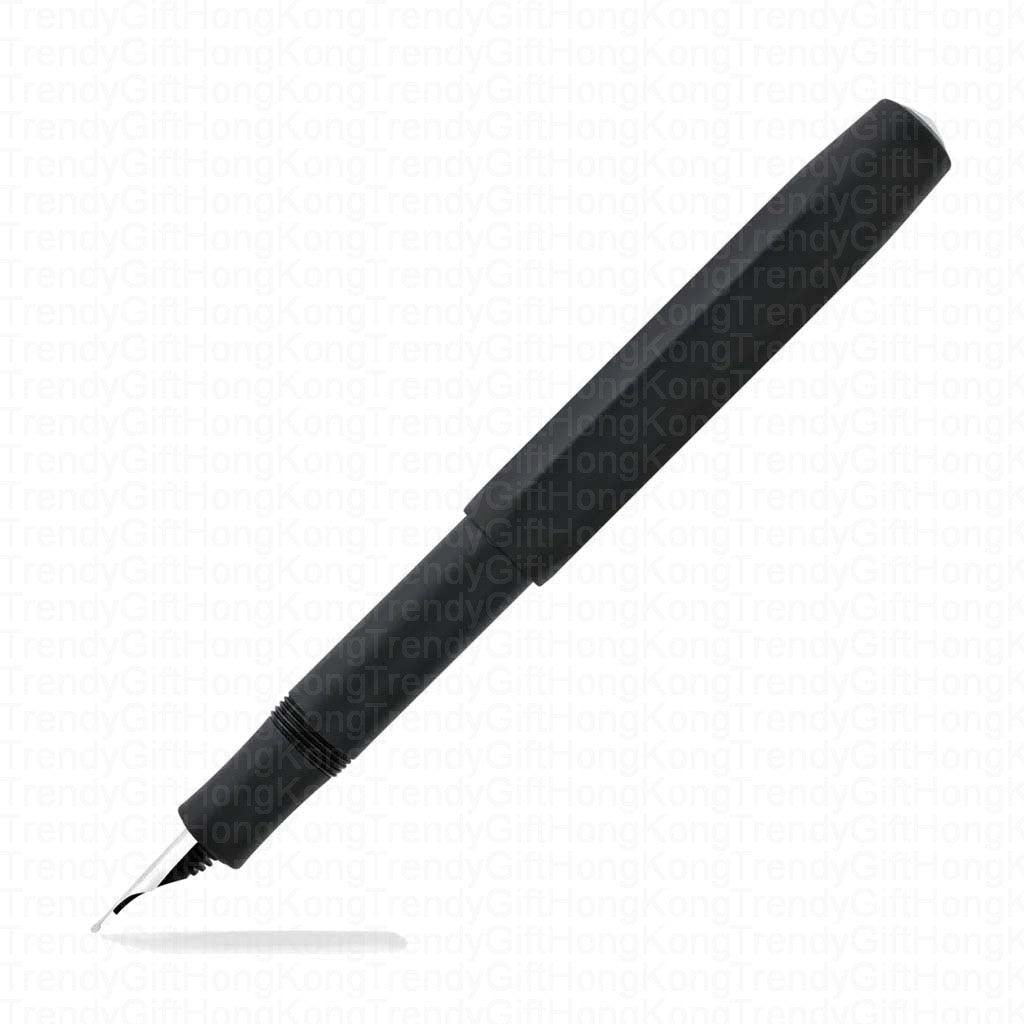 Black Kaweco AL Sport fountain pen shown uncapped with its nib section visible.
