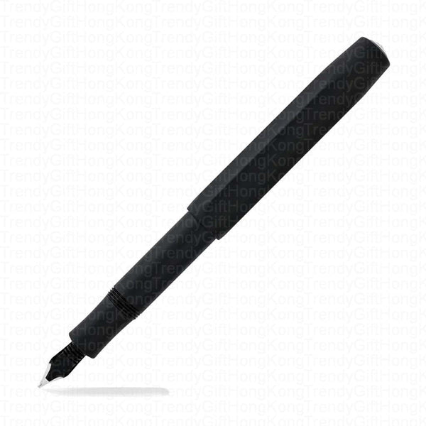 Angled side view of the capped black Kaweco AL Sport fountain pen.