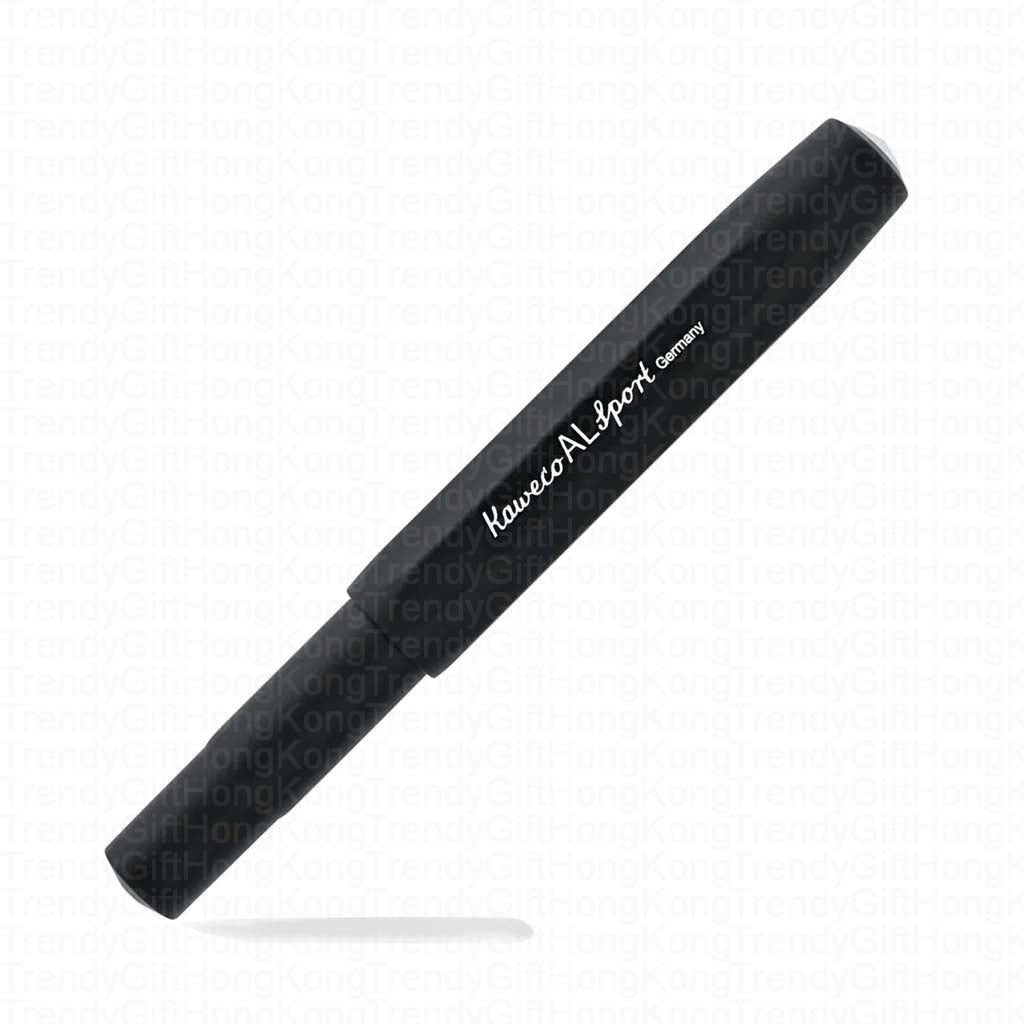 Black Kaweco AL Sport fountain pen shown capped from the opposite side.