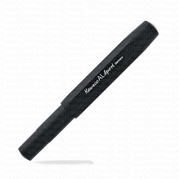 Black Kaweco AL Sport fountain pen shown capped from the opposite side.