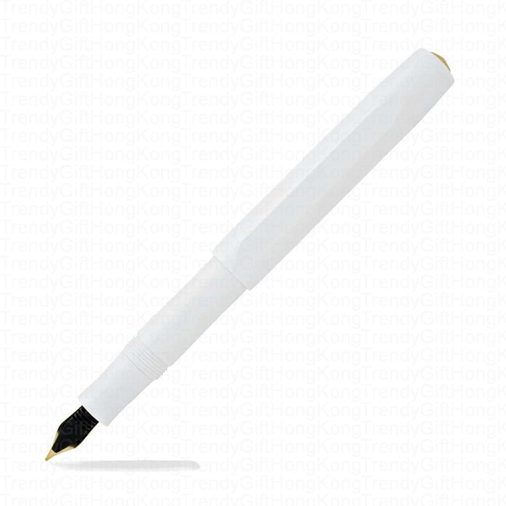 White Kaweco Classic Sport fountain pen shown with a dark nib section.