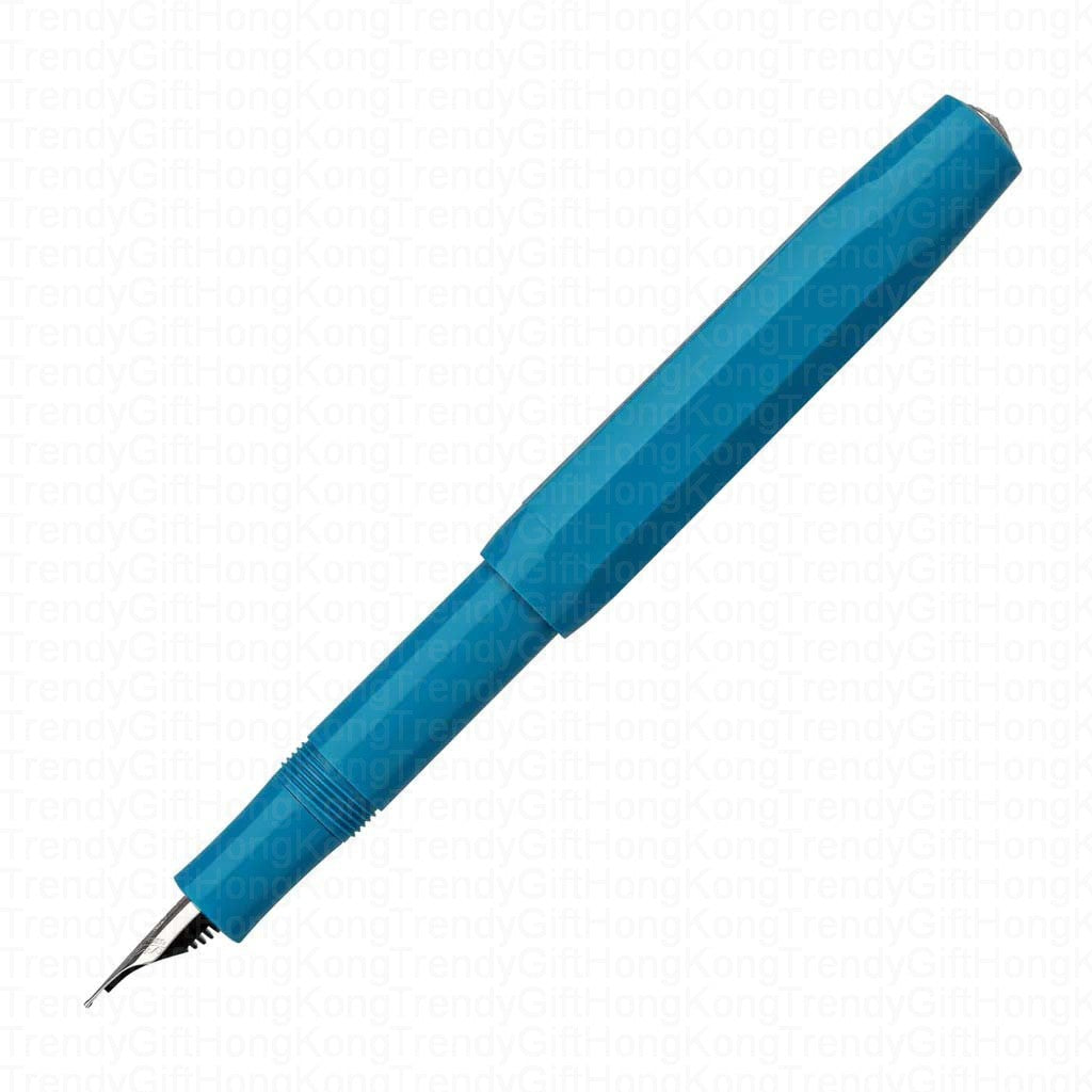 Cyan Kaweco Collection Sport fountain pen shown uncapped, with the nib section visible.