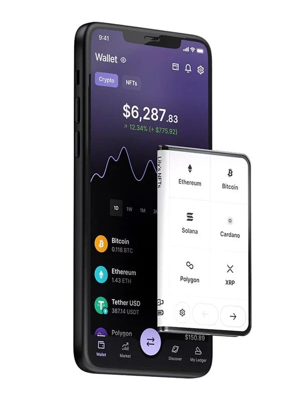 Ledger Stax hardware wallet with E Ink touchscreen and magnetic shell