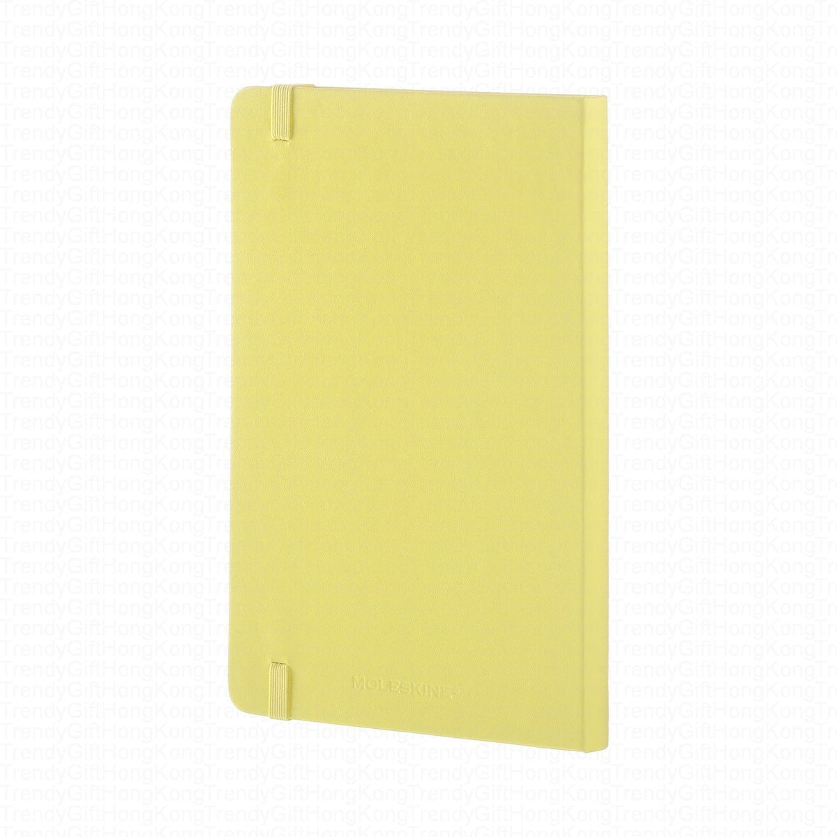 Yellow Moleskine hard cover shown from the back