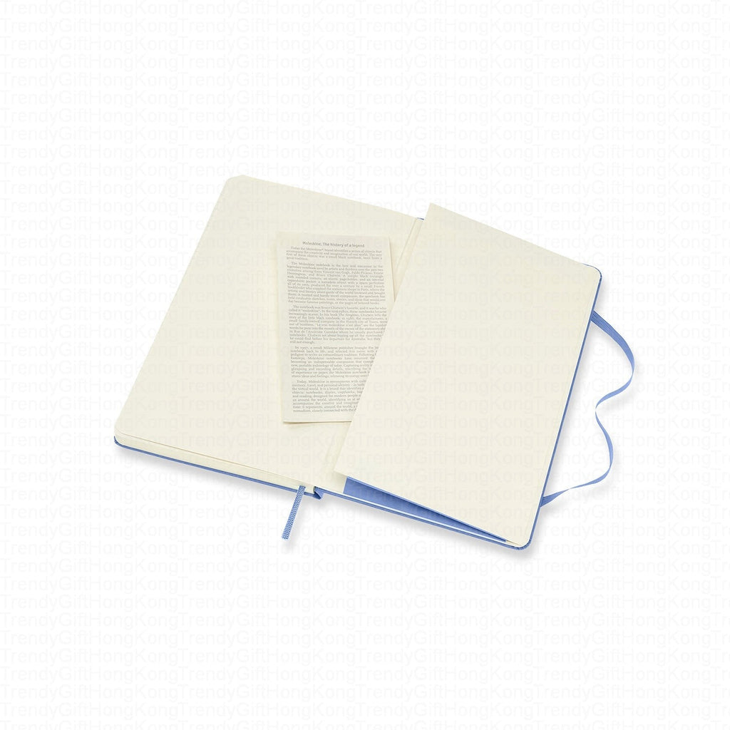 Pale Moleskine notebook opened beside a printed information leaflet