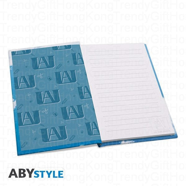 My Hero Academia gift pack with glass, metal pin and A6 notebook