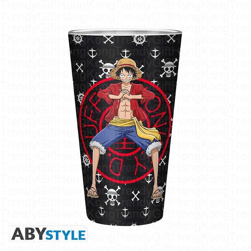 ABYstyle One Piece Luffy design 400 ml drinking glass.