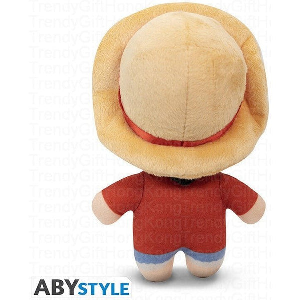 ABYstyle One Piece Luffy plush, 15 cm, with embroidered fabric and licensed hangtag.