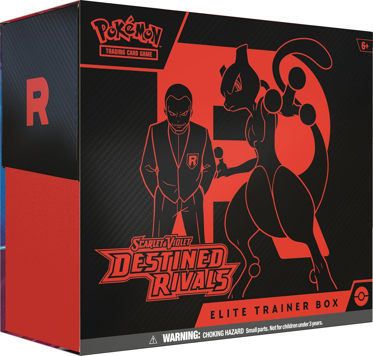 Pokémon Scarlet & Violet Destined Rivals Elite Trainer Box contents, including 9 booster packs.