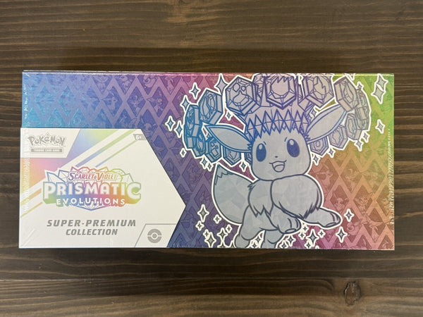Pokémon Prismatic Evolutions collection with 15 booster packs and 65 sleeves