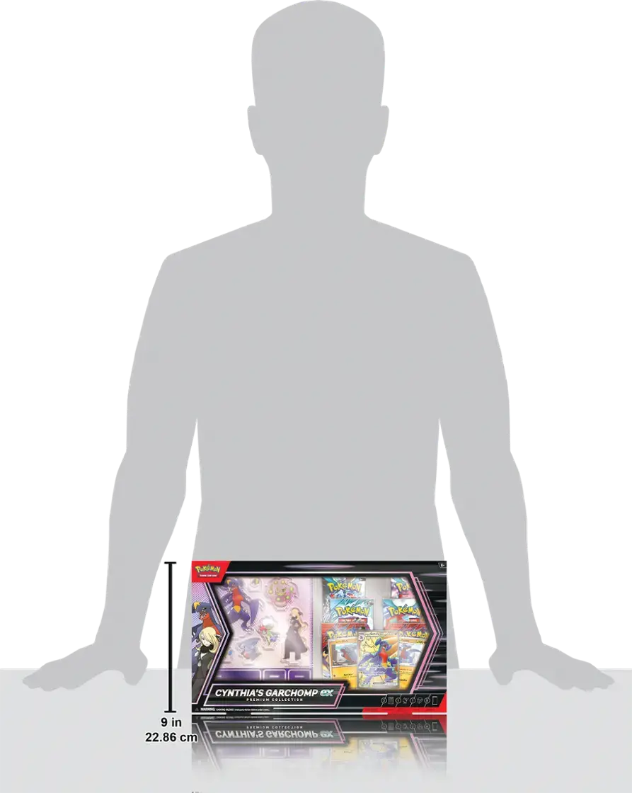 Pokémon TCG Cynthia’s Garchomp ex Premium Collection with promo cards, acrylic standees and booster packs