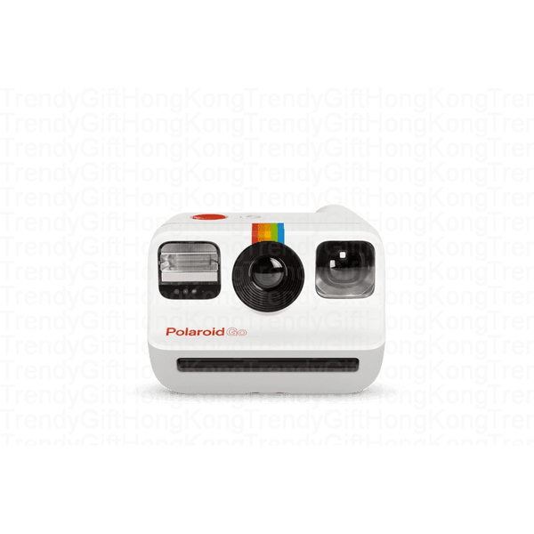 Front view of a white camera against a green background with repeated store watermarks.
