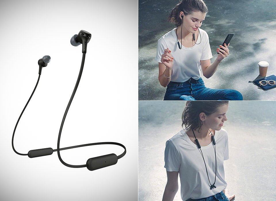 Sony WI-XB400 black wireless in-ear Extra Bass headphones with microphone and USB-C charging cable