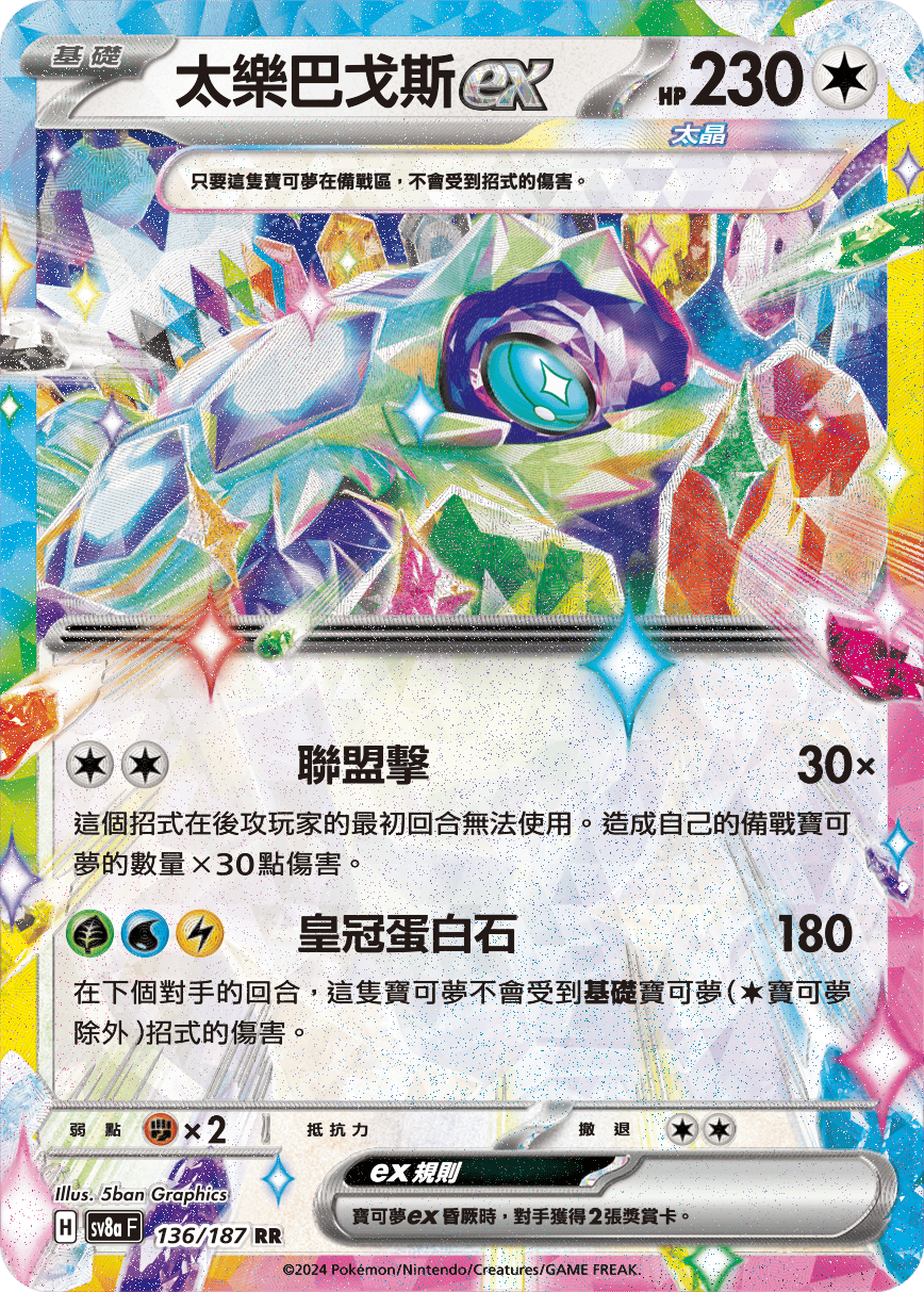 Pokemon TCG Card sv8a Terastal Festival ex Traditional Chinese Card SV8aF 136/187 太樂巴戈斯ex trendygifthk