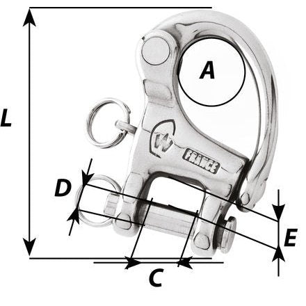 Wichard 2293 HR snap shackle with clevis pin 52mm stainless steel marine hardware