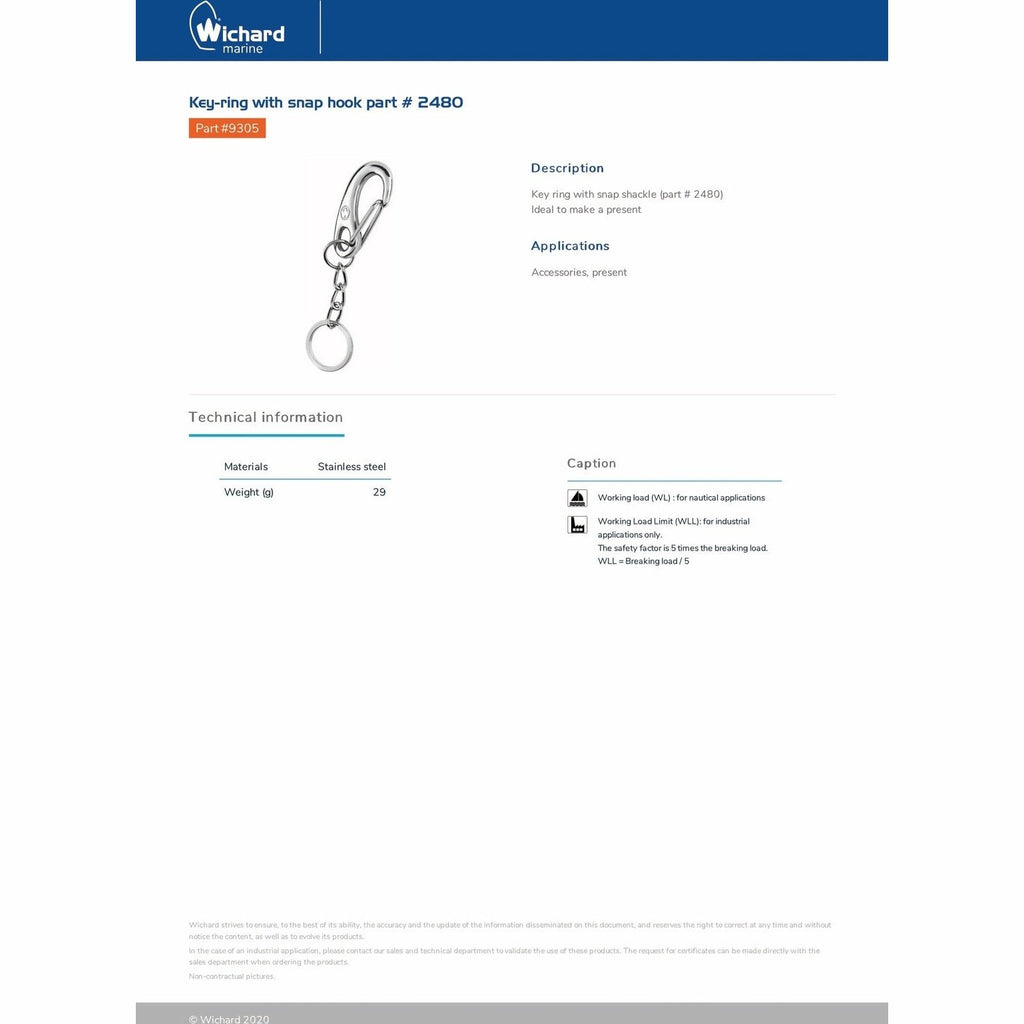 Wichard 9305 Key-ring with snap hook 2480 product detail