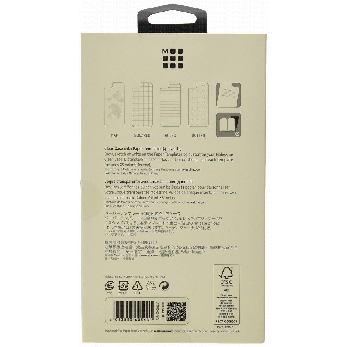 Moleskine Journey HARD CLEAR Mobile Case + Paper Templates for iPhone XS Max trendygifthk