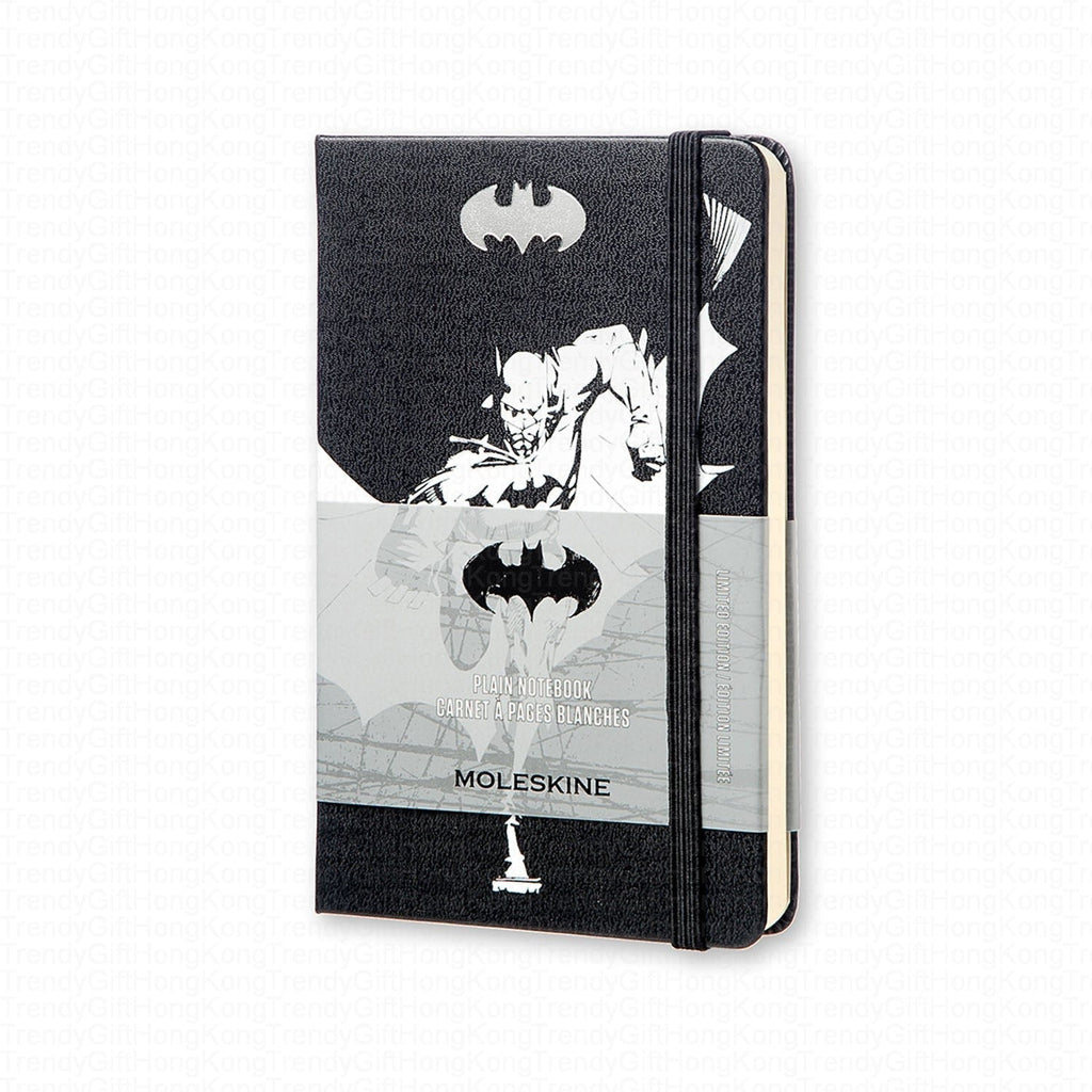 Closed black Moleskine Batman Pocket Notebook with Batman cover illustration