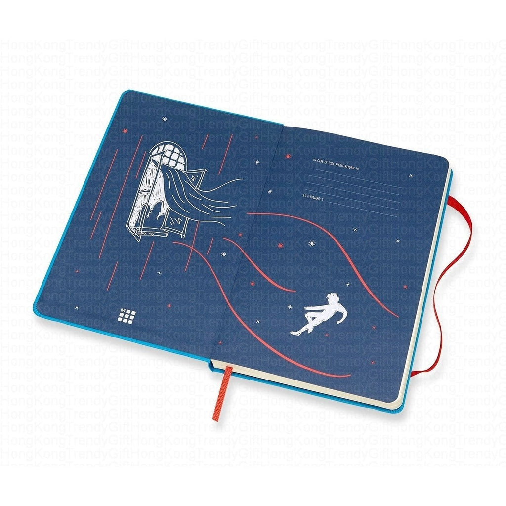 Moleskine Peter Pan 限量版橫線筆記本，主題封面與電影場景扉頁