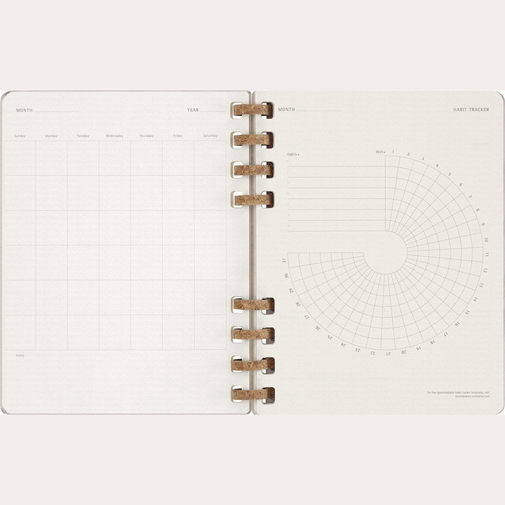 Moleskine 無日期 12 個月加大版螺旋計劃簿，硬面，19 × 25 厘米
